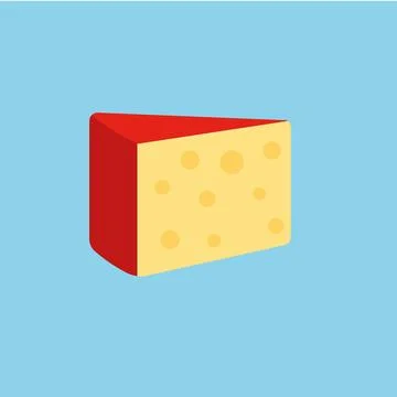 Triangular piece of cheese, dairy product. Cheese with holes isolated. Stock Illustration