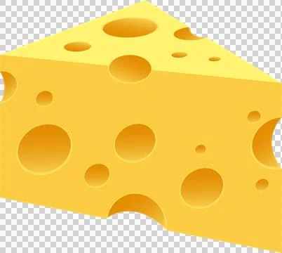 Triangular piece of cheese with distinctive holes, commonly associated with.. Stock Illustration