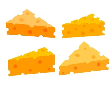 Triangular piece of cheese with holes Stock Illustration