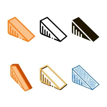 Triangular piece of cheese icon variants vector outline Illustrazione stock