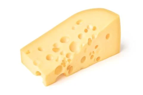 Triangular piece of cheese Stock Photos