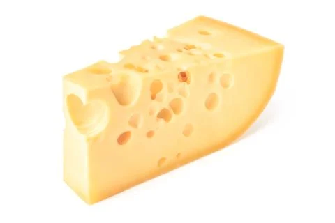 Triangular piece of cheese Stock Photos