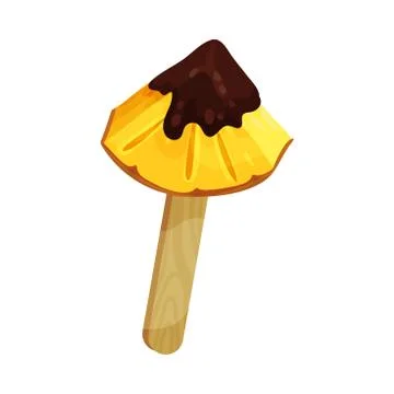 Triangular piece of pineapple on a stick. Vector illustration on a white 스톡 일러스트