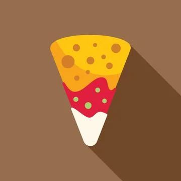 Triangular piece of pizza with melted cheese and tomato sauce drizzled with Stock Illustration