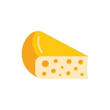 Triangular piece of swiss cheese being served on white background Illustrazione stock