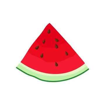 Triangular piece of watermelon. Vector illustration on white background. Stock Illustration