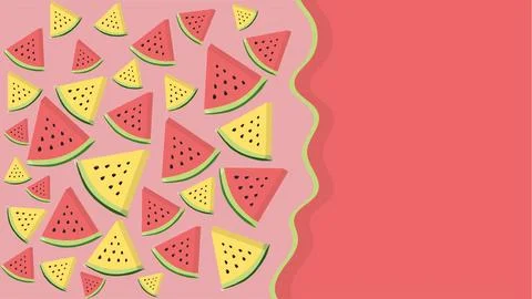 Triangular pieces of juicy watermelon with copy space Stock Illustration