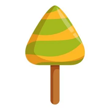 Triangular popsicle with green and orange stripes refreshing summer treat Illustrazione stock