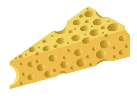 Triangular porous piece of cheese 스톡 일러스트