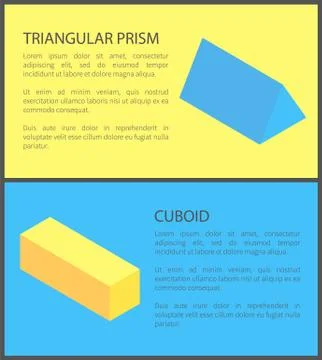 Triangular Prism and Cuboid Geometric Collection Ilustração Stock