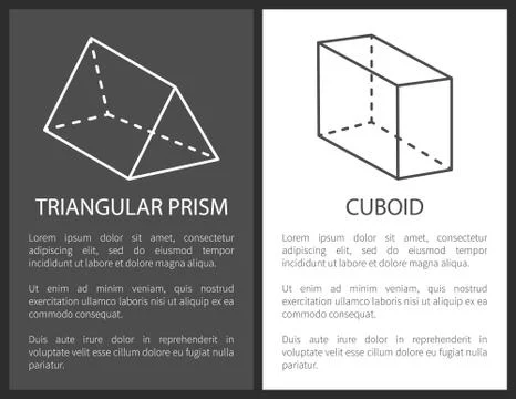 Triangular Prism Cuboid Geometric Shapes Figures 스톡 일러스트