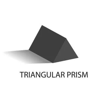 Triangular Prism Geometric Figure in Black Color Stock Illustration
