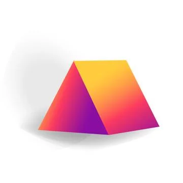 Triangular prism - One 3D geometric shape with holographic gradient isolated on Stock Illustration