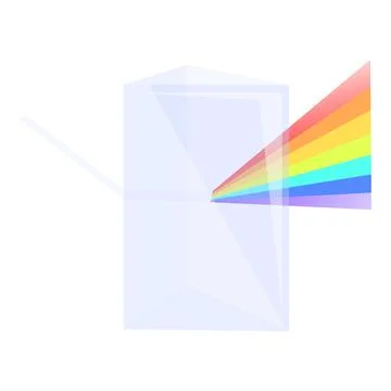 Triangular prism refracting light beam creating rainbow spectrum Ilustração Stock