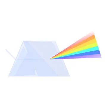 Triangular prism refracting light beam creating rainbow spectrum illustration Illustrazione stock