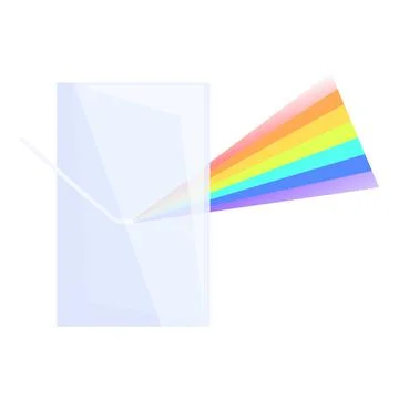 Triangular prism refracting light beam creating visible spectrum 스톡 일러스트