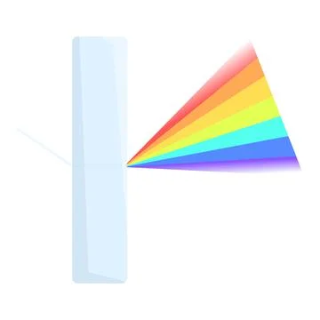 Triangular prism refracting light beam creating visible spectrum Stock Illustration