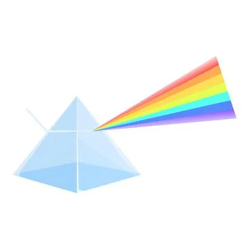 Triangular prism refracting light beam creating rainbow spectrum Illustrazione stock