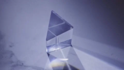 Triangular Prism Splitting Light Into Spectrum. closeup Stock Footage 233425276