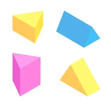 Triangular Prisms Collection, Colorful Figures Set 스톡 일러스트