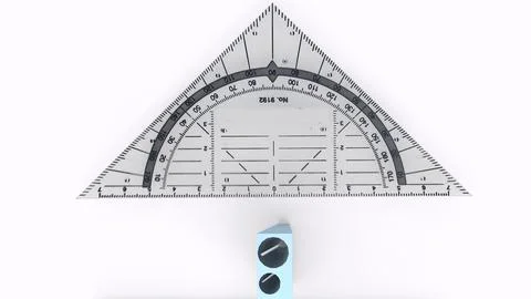 Triangular Protractor with white background Illustrazione stock