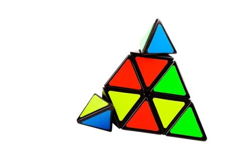 Triangular pyramid toy, complex logical puzzle with moving elements Foto stock