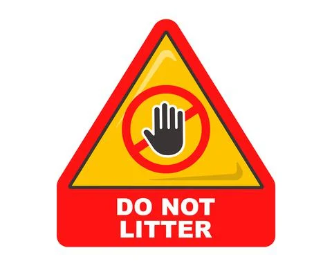 Triangular red sign do not litter. warning symbol. Stock Illustration