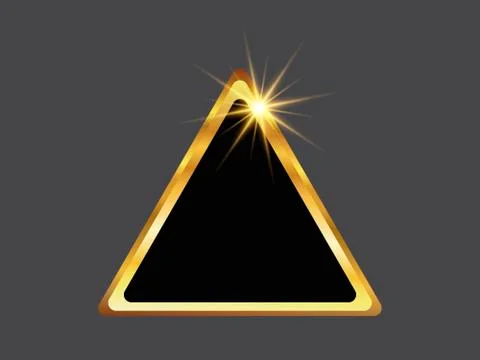 Triangular ribbed golden frame with bright eight-pointed star 스톡 일러스트