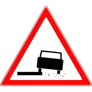 Triangular road sign, dangerous shoulder. Vector image. Stock-Illustration