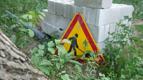 Triangular road sign go construction work. Stock Footage 158063201