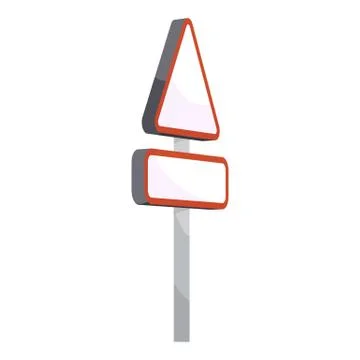Triangular road sign icon, cartoon style Stock Illustration