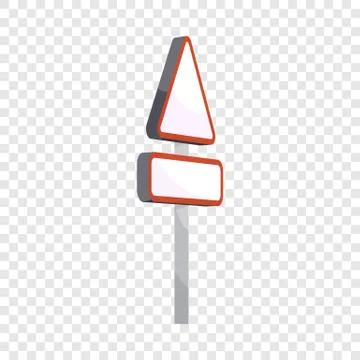Triangular road sign icon, cartoon style Stock Illustration