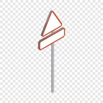 Triangular road sign icon, isometric 3d style Stock Illustration