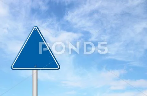 Triangular road sign with sky Stock Illustration