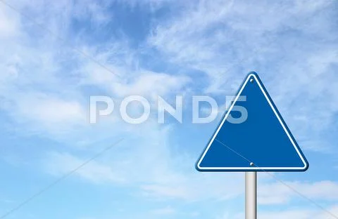 Triangular road sign with sky Stock Illustration