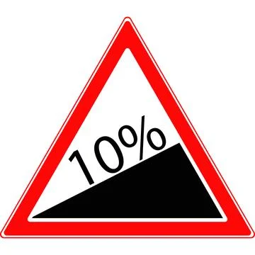 Triangular road sign, steep climb. Vector image. Stock Illustration