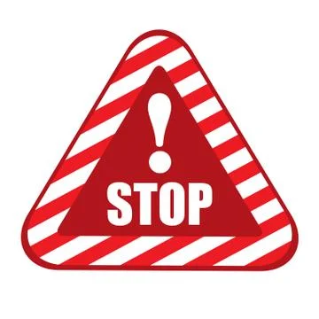 Triangular road sign Stop bright red symbol. Stock Illustration