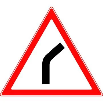 Triangular road sign, turn right. Vector image. Illustrazione stock