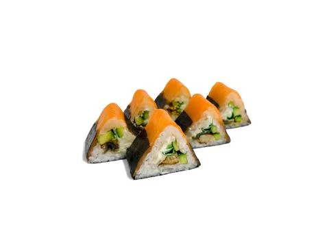 Triangular roll california isolated on white background. Japanese sushi roll Stock-Fotos