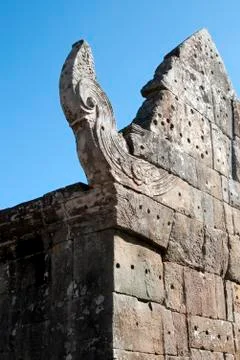 Triangular roof support at the Preah Vihear Temple complex Stock Photos