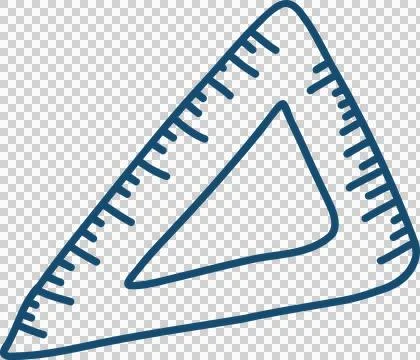 Triangular ruler is being shown in flat design, with transparent background and イラスト素材
