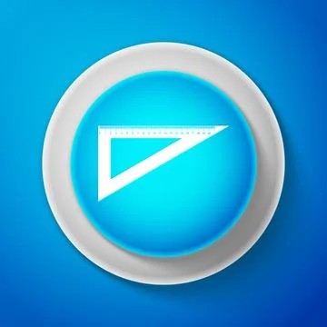 Triangular ruler icon isolated on blue background. Straightedge symbol Stock Illustration