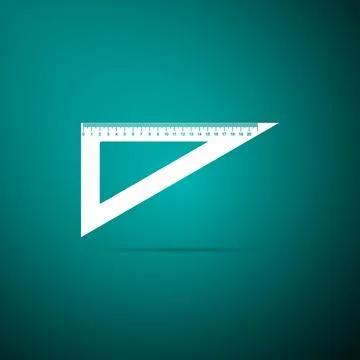 Triangular ruler icon isolated on green background. Straightedge symbol Stock Illustration