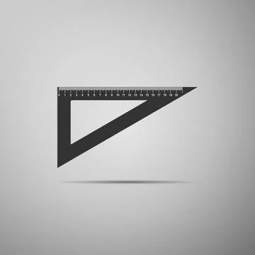 Triangular ruler icon isolated on grey background. Straightedge symbol イラスト素材