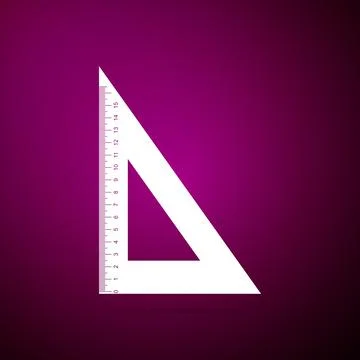 Triangular ruler icon isolated on purple background. Straightedge symbol イラスト素材