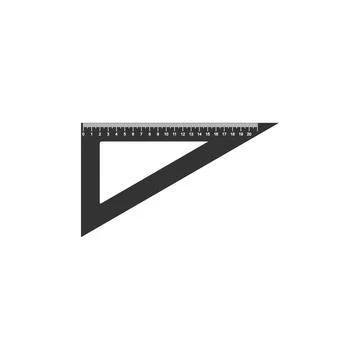 Triangular ruler icon isolated. Straightedge symbol. Geometric symbol. Flat Stock Illustration