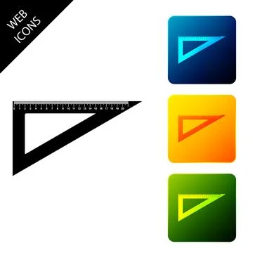 Triangular ruler icon isolated. Straightedge symbol. Geometric symbol. Set icons Stock Illustration