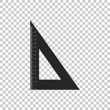 Triangular ruler icon isolated on transparent background. Straightedge symbol Stock Illustration
