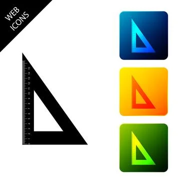 Triangular ruler icon isolated on white background. Straightedge symbol Stock Illustration