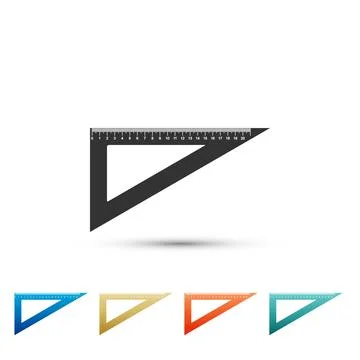 Triangular ruler icon isolated on white background. Straightedge symbol Illustrazione stock